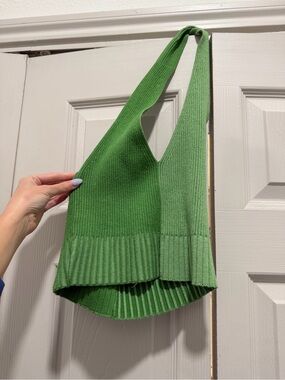 Green Ribbed Knit halter top